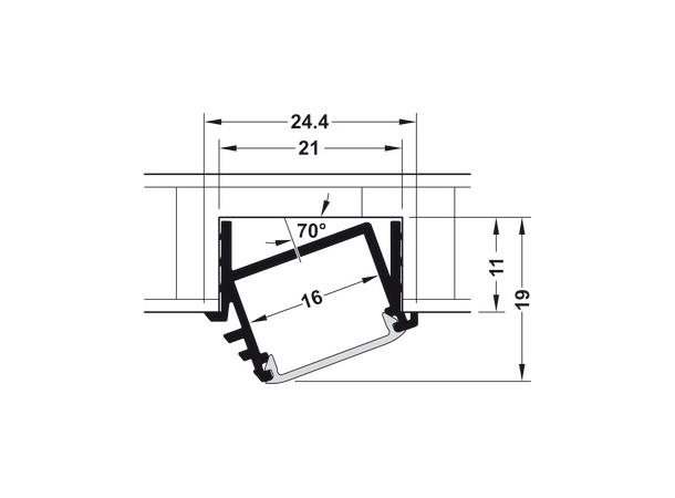 Aluprofil vinklet 2,5m 2519 21x19mm