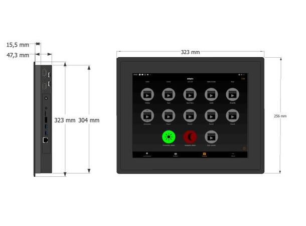 Casambi touch display 12 tommer IP65 front