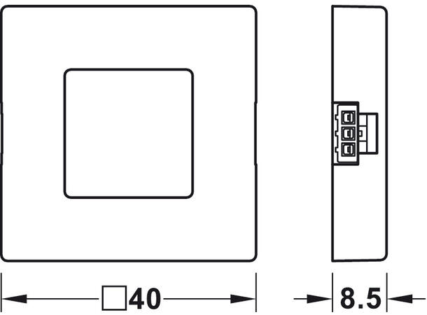 Dørsensor med dim utenpåliggende Myk på/av Loox5 
