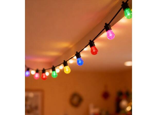 LED lyslenke RGBTW 10m 10stk pærer IP44 RGB 10W  E12 