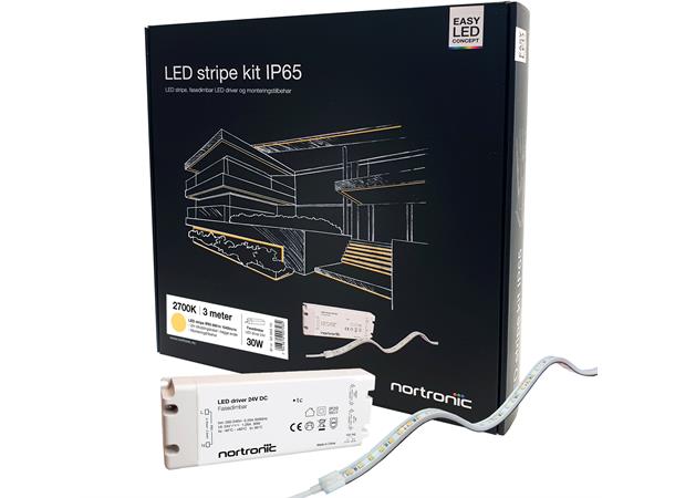 LEDstrip KIT 24V 827 8W 1040lm 3m IP65 2700K - IP65 - 3m - Fasedimbar