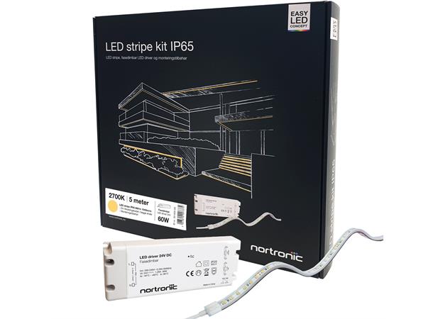 LEDstrip KIT 24V 827 8W 1040lm 5m IP65 2700K - IP65 - 5m - Fasedimbar