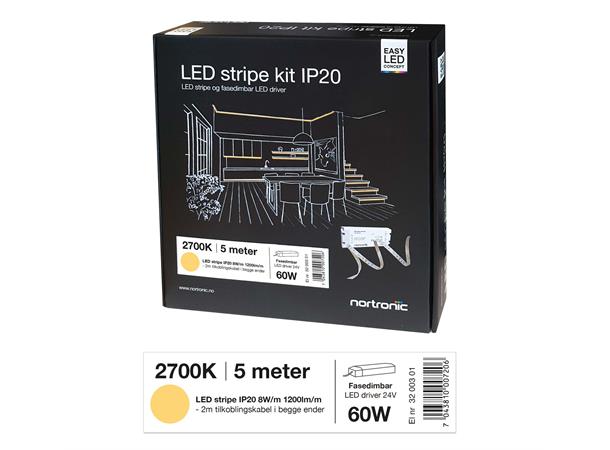 LEDstrip KIT 24V 827 8W 1200lm 5m IP20 2700K - IP20 - 5m - Fasedimbar