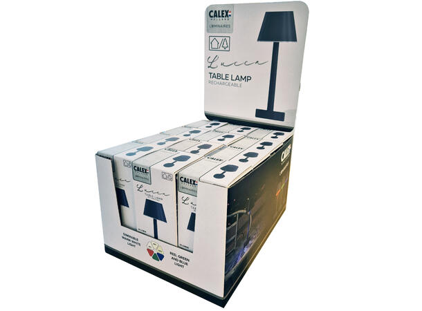 Lucca sort 2700K 35lm display 12pk IP54 Oppladbar bordlampe UCB-C IP54