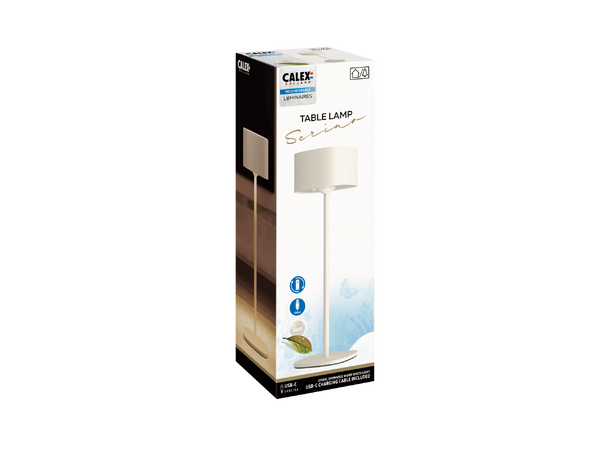 Serino Sand 2700K 90lm display 12stk Oppladbar bordlampe med USB-C