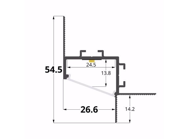 Stange aluprofil 3m hvit Overgang vegg/tak