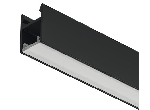 Aluprofil 2103 sort opal avdekni 3m 1318 3000x13x18mm med opal avdekning