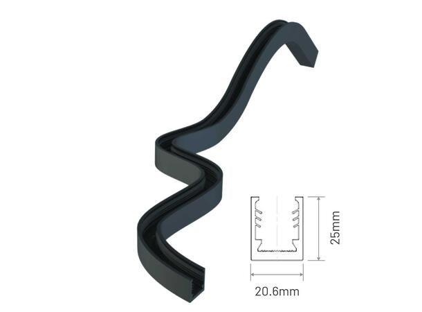 Anole silikon profil 1617B Sort 1000mm FreeBend Arcflex LED Neon Clear Lighting