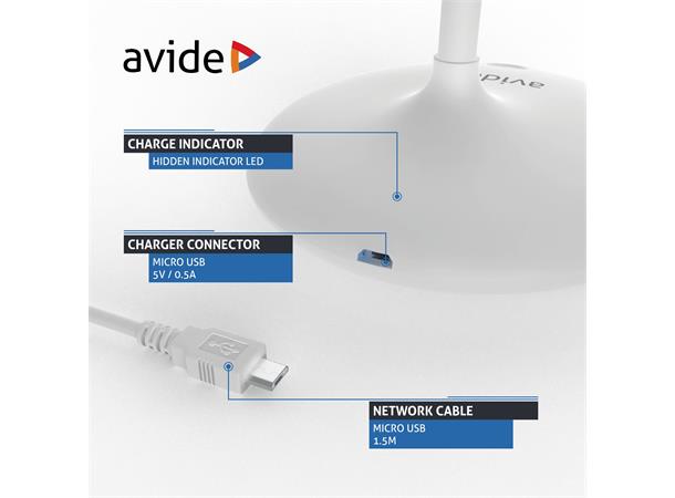 Avide LED Bordlampe Mobil 4W hvit