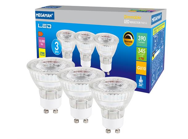 LED GU10 827 4,7W 36° 390lm DIM 3-pack Minimum 20 stk pr bestilling