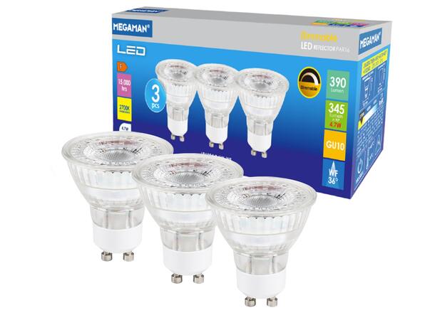 LED GU10 827 4,7W 390lm 36° DIM 3-pack Minimum 20 stk pr bestilling 