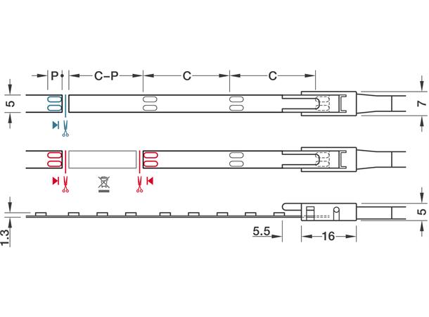 LEDstrip 930 24V 9,6W 5m 5mm Loox5 LED3041