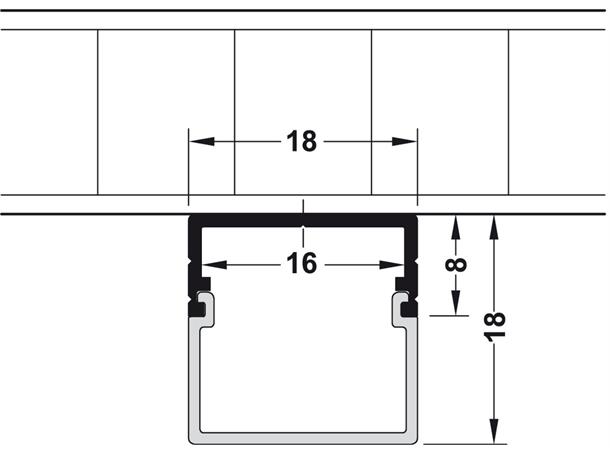 Loox profil lav inkl opal avdekning 2,5m 18x18x2500 mm