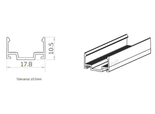 Profil for LED Neon F22 BT 3-Veis 1m LED Neon Clear Lighting