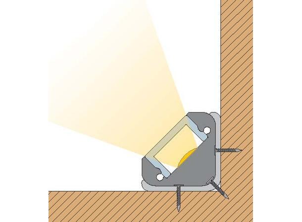 ALU Profilpakke ELC hjørne opal 2m Komplett hjørneprofil. Fester & endelokk 