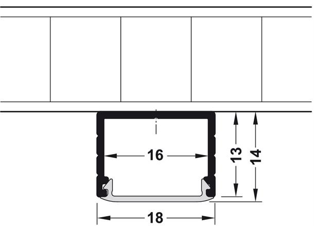 Aluprofil lav m/opal avdekning 2,5m 1814 Loox5 2500x18x14 mm