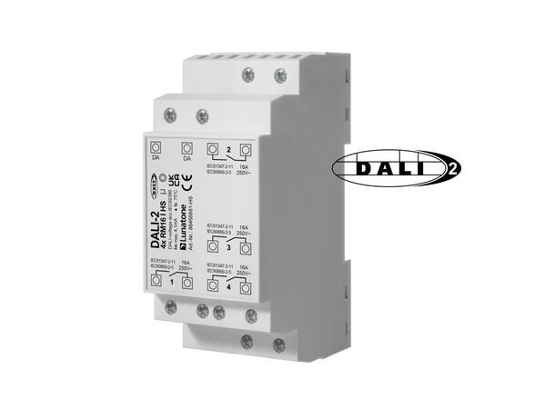 DALI-2 4xRM16 relemodul 4 kanaler DIN skinnemontering