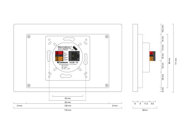 DALI-2 Display 7" Pluss, hvit ramme