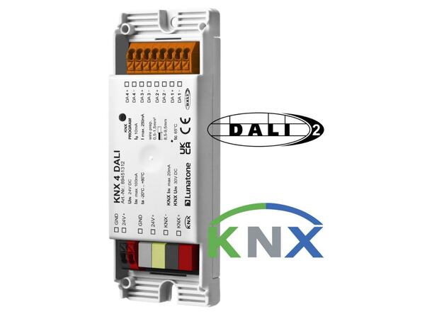 KNX 4 DALI-2 gateway 120x41x22mm