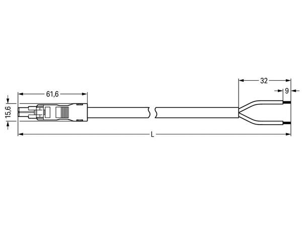Kabel med hunplugg til sensor SD360-8 H05VV-F 2x1,5mm Hunplugg/åpen 1 meter
