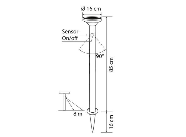 LED Solcelle ARLO pullert 85cm Selges uten garanti pga lagertømming