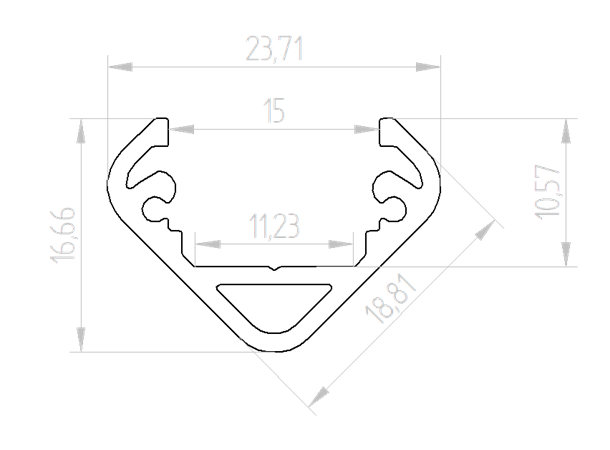 Standard aluprofil hjørne 2m 2417 23,7x16,7mm Hjørneprofil CDV19