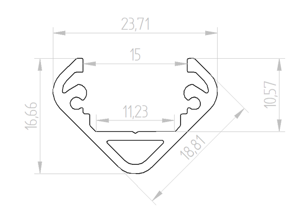 Standard aluprofil hjørne 2m 2417 23,7x16,7mm Hjørneprofil CDV19 