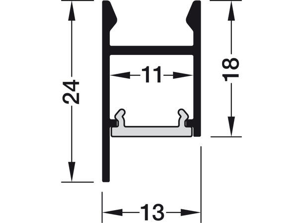 Aluprofil 2104 alu 3m 1324 3000x13x24 mm med avdekning 