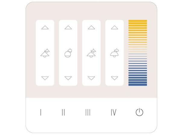 DALI-2 Glasspanel 03 TW, dim 4 gr, 4 sc 4 gr med dimmeknapper, tw slider, 4sc