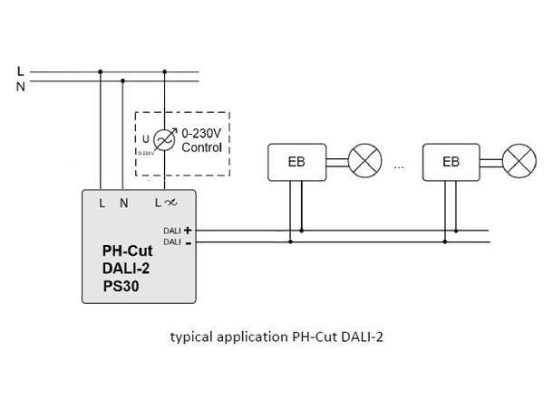 Fasesnitt til DALI overgang med PS 30mA PH-CUT DALI-2 PS30