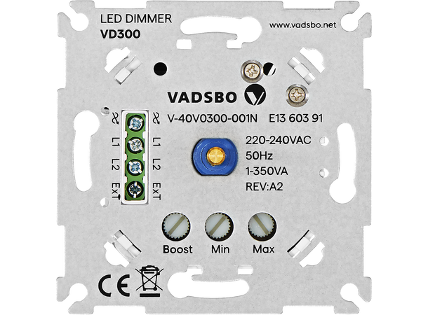Vridimmer LED VD300 1-350 Faseavsnitt / bakkant dimmer 