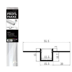 ALU Profilpakke ELC innsparkling 2m Komplett inkl Opal avdekning, endelokk