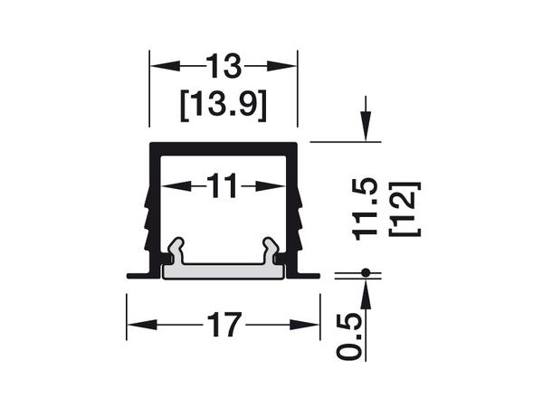 Aluprofil 1103 sort 3m 1712 3000x13x11,5 mm med avdekning