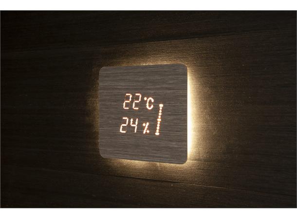 Aspectu Firkantet Saunadisplay Bjørk Thermometer, Hygrometer + timeglass