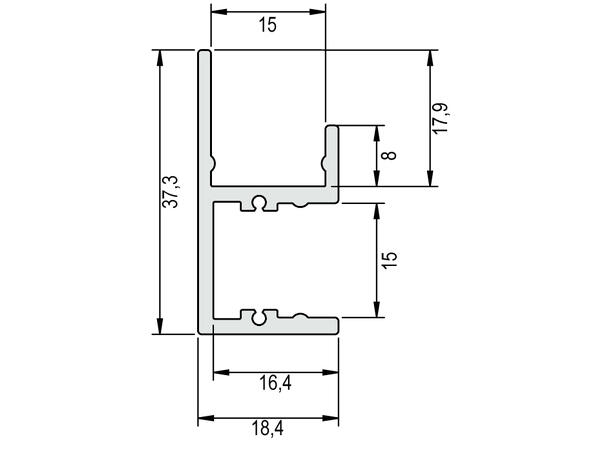 BARdolino Muro Aluprofil 2m 1938 Hvit RAL9010