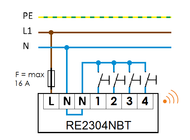 Casambi brytermodul 4-kanal for veggboks MC multikontroller
