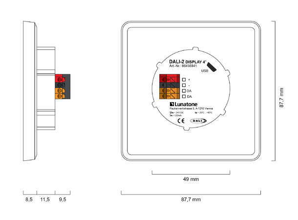 DALI-2 Display 4” Hvit ramme 