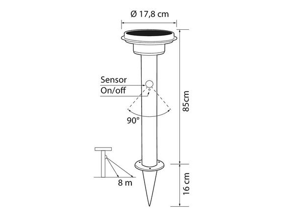 LED Solcelle ARETTE pullert 85cm Selges uten garanti pga lagertømming