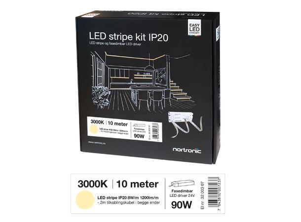 LEDstrip KIT 24V 830 8W 1200lm 10m IP20 3000K - IP20 - 10m - Fasedimbar 