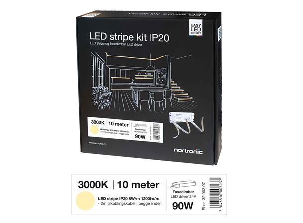 LEDstrip KIT 24V 830 8W 1200lm 10m IP20 3000K - IP20 - 10m - Fasedimbar