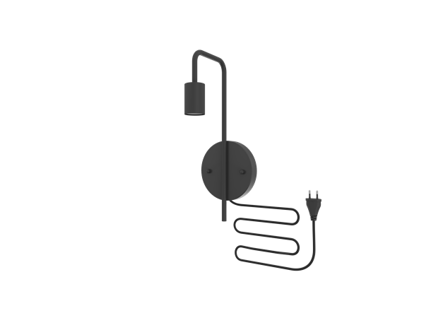 Vegglampe E27 sokkel Sort U-line Kabel m/bryter