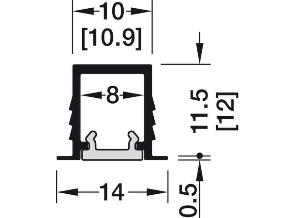 Aluprofil 1104 3m 1412 3000x14x12 mm med avdekning 