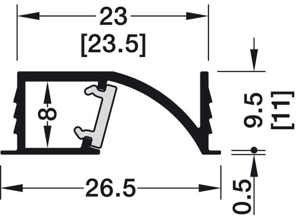 Aluprofil 1107 opal avdekning 3m 2710 3000 x 23,5 x 9,5mm 