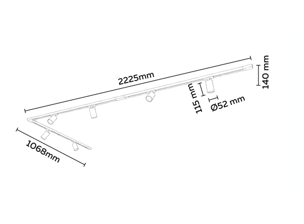 GU10 spotskinne hvit 3x1m + 6  spotter GU10 spotter, GU10 lyskilde eksludert 