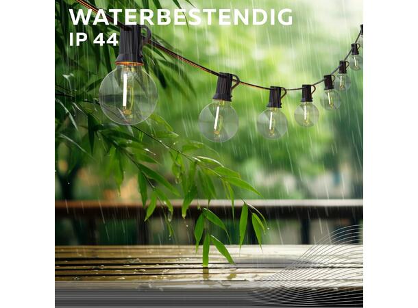 LED lyslenke 30m 50 stk lyskilder IP44 2700K 0,25W E12 