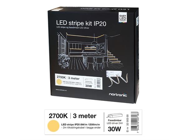 LEDstrip KIT 24V 827 8W 1200lm 3m IP20 2700K - IP20 - 3m - Fasedimbar