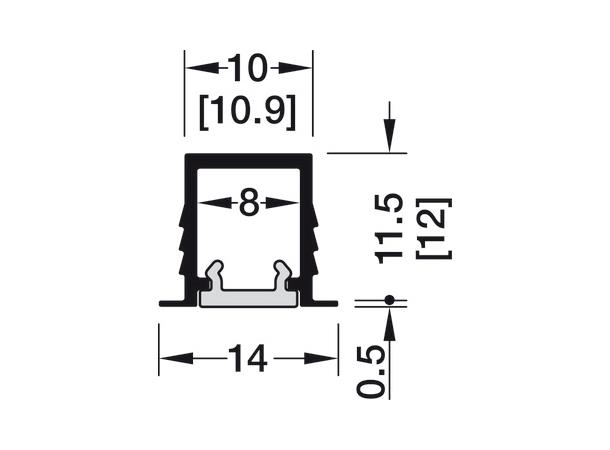 Aluprofil 1104 sort 3m 1412 3000x14x12 mm med avdekning