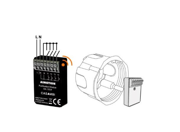 Casambi brytermodul 4-kanal for veggboks Casambi MC Multikontroller