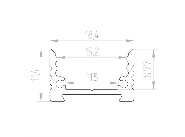 Edge lav CD12 aluprofil 2m 1912 11,4x18,4mm