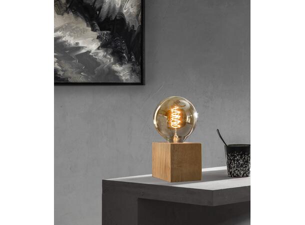 Kube E27 Eik 1,8m sort kabel m/bryter Maks 1x40W Tekstilkabel 